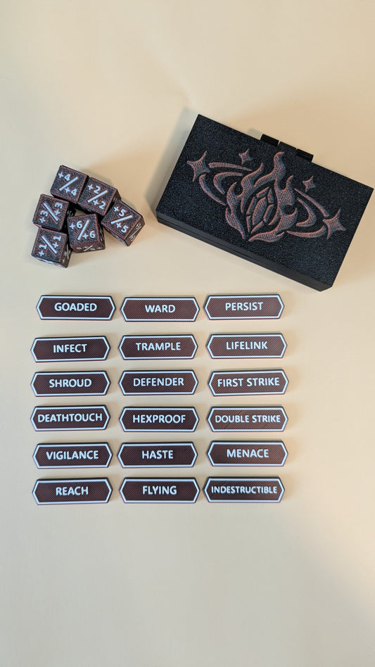 Box / Aufbewahrung im Set inkl. 18 Keyword-Counter & 6 Counter-Würfel, MTG kompatibel